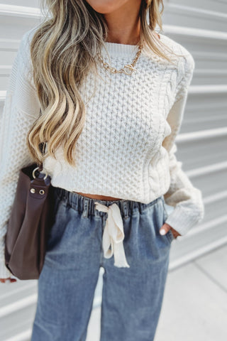 (3 COLORS) Forest Walk Cable Knit Sweater - Simply Me Boutique