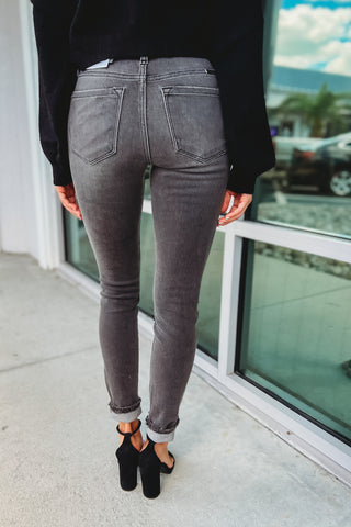 KANCAN Heart and Soul Grey High Rise Super Skinny Jeans