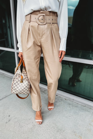 Venti 6 Boss Moves Faux Leather Paperbag Pants