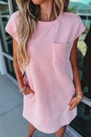 Time to Go Textured Pink Dress