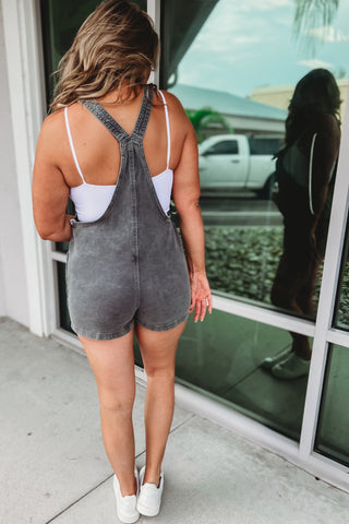 Make My Own Rules Washed Knot Strap Romper