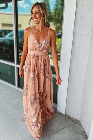 Beach Wedding Guest Sequined Maxi Dress - Simply Me Boutique