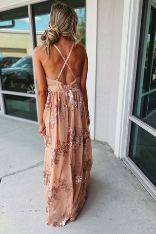 Beach Wedding Guest Sequined Maxi Dress - Simply Me Boutique