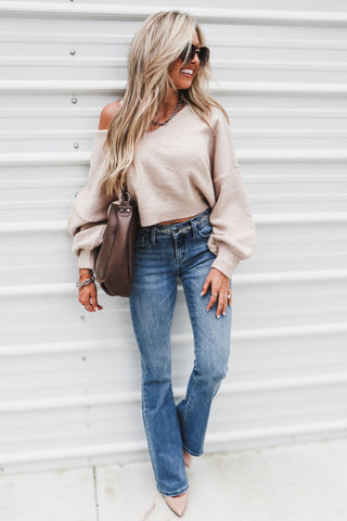 BEIGE Be the Reason Reversible Crop Sweater - Simply Me Boutique