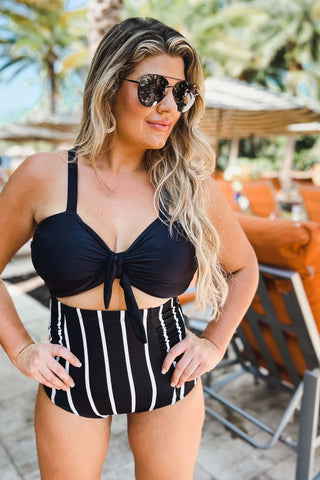 Bermuda Sweetheart Knotted Black Tankini Top - Simply Me Boutique