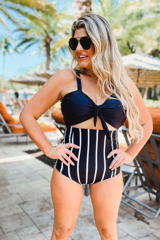Bermuda Sweetheart Knotted Black Tankini Top - Simply Me Boutique