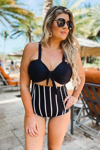 Bermuda Sweetheart Knotted Black Tankini Top - Simply Me Boutique