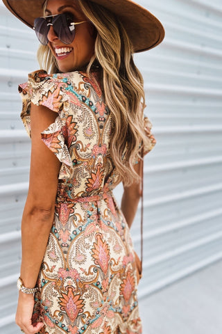 Boho Dreams Cream Ruffle Wrap Dress - Simply Me Boutique