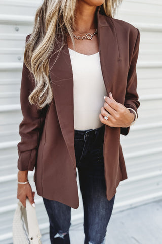 Brown Ruched Blazer