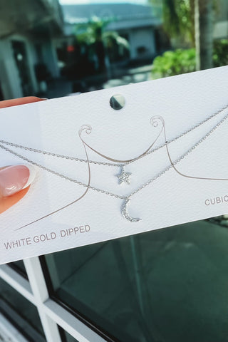 Celestial Pave Rhinestone Double Necklace - 2 Colors! - Simply Me Boutique