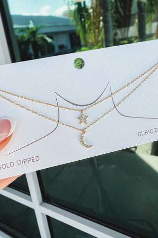 Celestial Pave Rhinestone Double Necklace - 2 Colors! - Simply Me Boutique