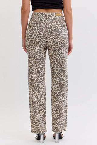 CELLO Jada Super High Rise Straight Fit Leopard Jeans - Simply Me Boutique