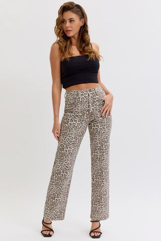 CELLO Jada Super High Rise Straight Fit Leopard Jeans - Simply Me Boutique