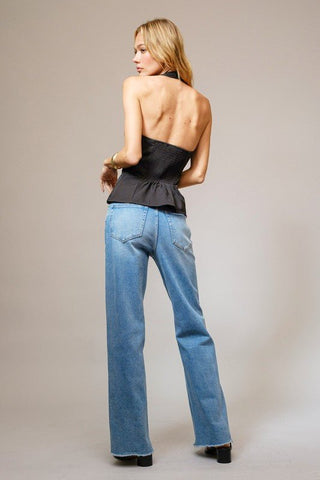 Class Act Halter Bow Detail Top - Simply Me Boutique