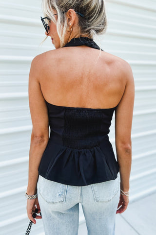 Class Act Halter Bow Detail Top - Simply Me Boutique