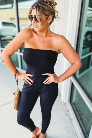 Confidence Boost Strapless Black Jumpsuit - Simply Me Boutique