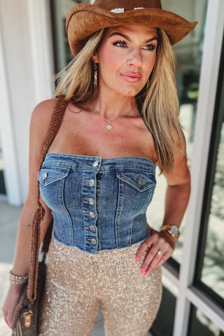 Denim Darling Tube Top - Simply Me Boutique