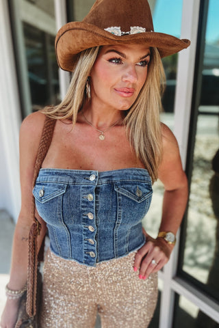 Denim Darling Tube Top - Simply Me Boutique