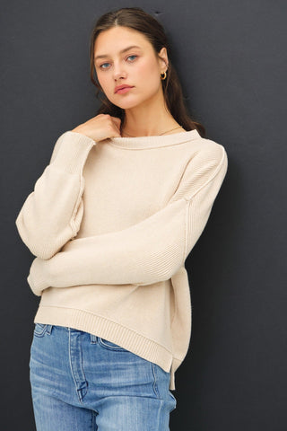 Easy Going Raw Seam Detail Sweater - Simply Me Boutique