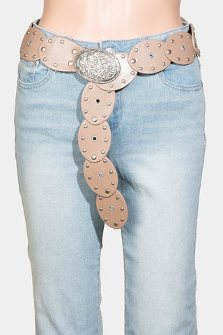 *Embossed Oval Disc Link Faux Leather Belt - 3 COLORS! - Simply Me Boutique