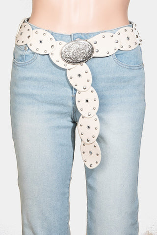 *Embossed Oval Disc Link Faux Leather Belt - 3 COLORS! - Simply Me Boutique
