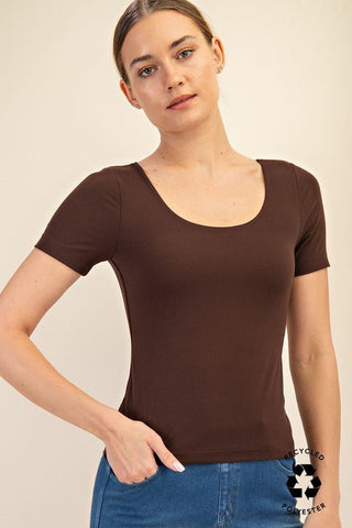 Espresso Butter Soft Round Neck Top - Simply Me Boutique