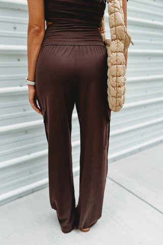 Espresso Straight Leg Cargo Pants - Simply Me Boutique