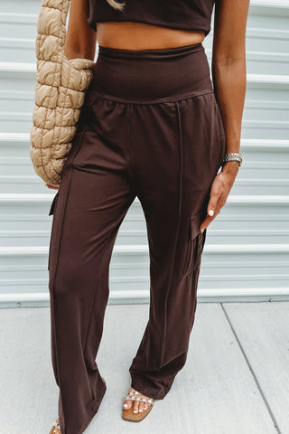 Espresso Straight Leg Cargo Pants - Simply Me Boutique