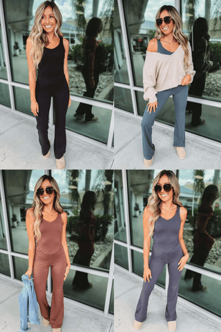 Flared Bodycon Jumpsuit 5 COLORS! - Simply Me Boutique