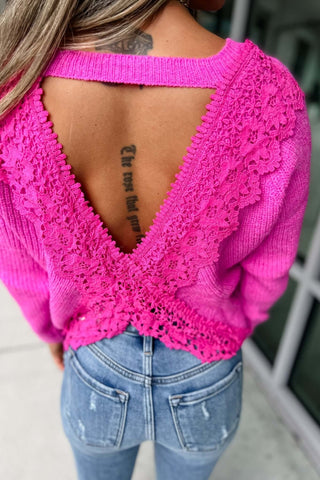 Flirty Ways Lace Cross Back Sweater 2 Colors! - Simply Me Boutique