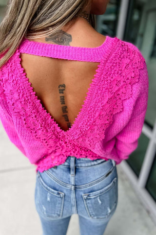 Flirty Ways Lace Cross Back Sweater 2 Colors! - Simply Me Boutique
