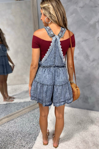 Free Spirit Short Denim Romper - Simply Me Boutique
