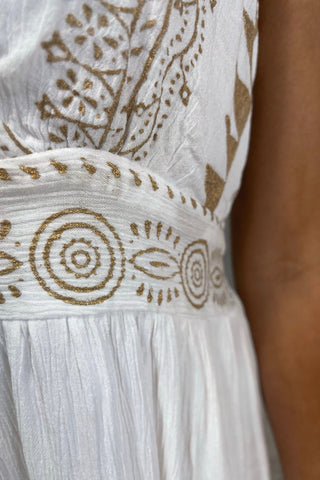 Golden Starlight White Halter Neck Dress - Simply Me Boutique
