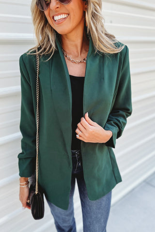 Hunter Green Power Move Ruched Blazer - Simply Me Boutique