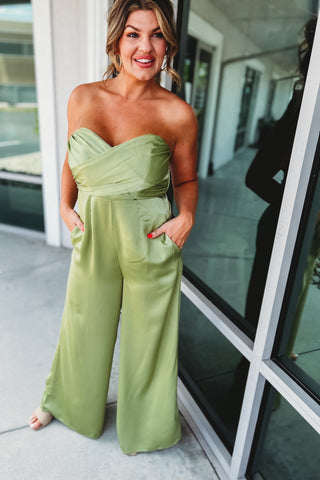 Always a Sweetheart Satin Jumpsuit 2 Colors!