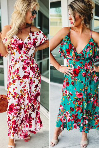 Dreaming of Roses Wrap Front Maxi Dress