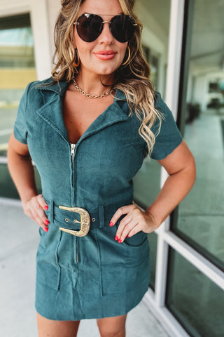 Chasing You Corduroy Belted Dress 2 Colors!
