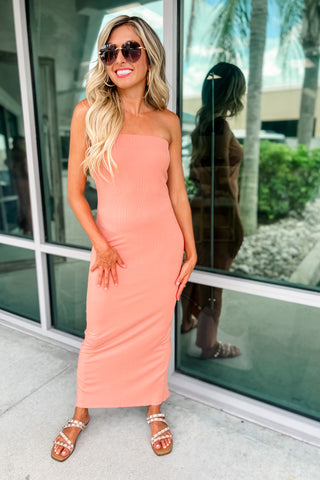 How'd We End Up Here Strapless Bodycon Midi Dress