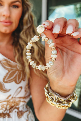 Ivory Beaded Hoop Earrings - Simply Me Boutique