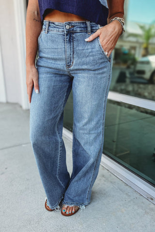 JUDY BLUE Wrenley Wide Leg High Rise Jeans - Simply Me Boutique