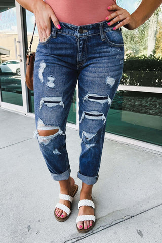 Kancan Addicted to You Mid Rise Boyfriend Jeans - Simply Me Boutique