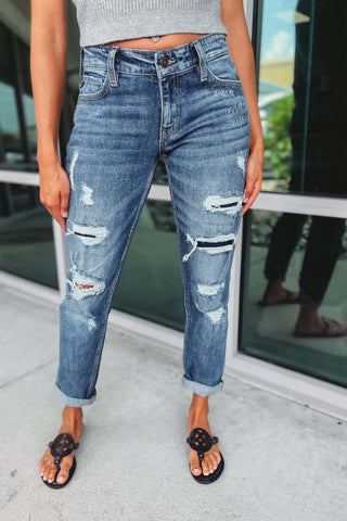 Kancan Addicted to You Mid Rise Boyfriend Jeans - Simply Me Boutique