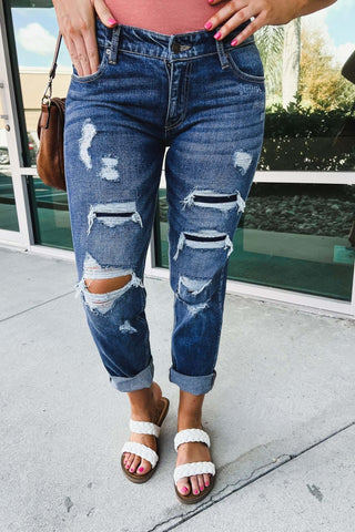 Kancan Addicted to You Mid Rise Boyfriend Jeans - Simply Me Boutique