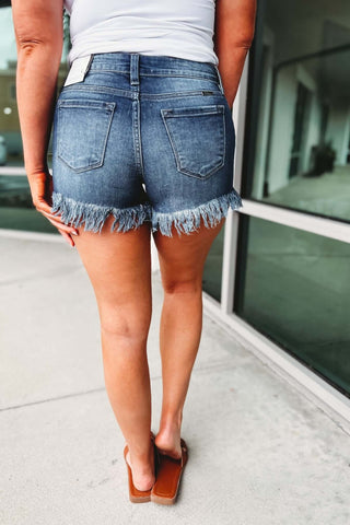 KANCAN Aria Mid Rise Frayed Hem Shorts - Simply Me Boutique