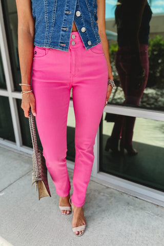 KANCAN Chloe Straight Leg Pink Jeans - Simply Me Boutique