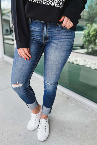 KanCan Distressed Skinny Fit Low Rise Raw Hem Jeans - Simply Me Boutique