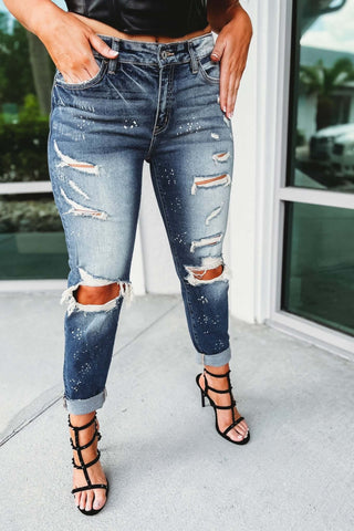 Kancan Do What You Do Paint Splatter Medium Wash Jeans - Simply Me Boutique