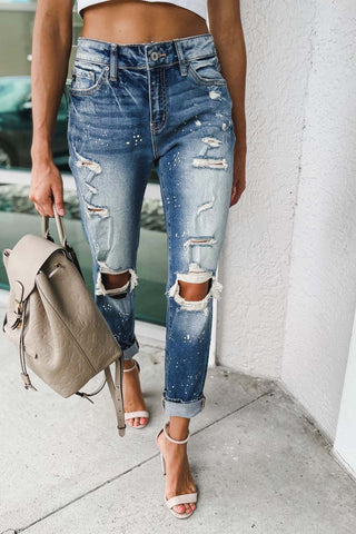 Kancan Do What You Do Paint Splatter Medium Wash Jeans - Simply Me Boutique