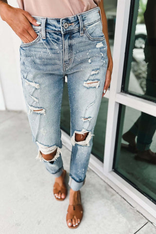 KanCan Do What You Do Paint Splatter Vintage Wash Jeans - Simply Me Boutique