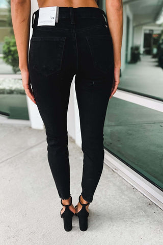 KanCan Edge of Glory Distressed Ankle Mid Rise Black Jeans - Simply Me Boutique